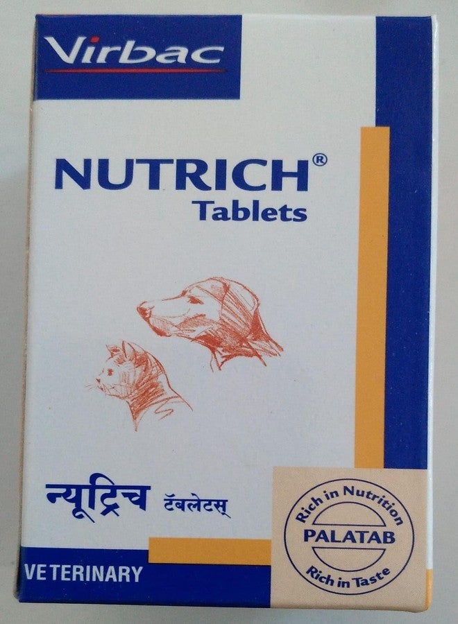 Virbac Nutrich Tablets - Dog Nutrition in Tablet Form - 60 Tablets - Image 1